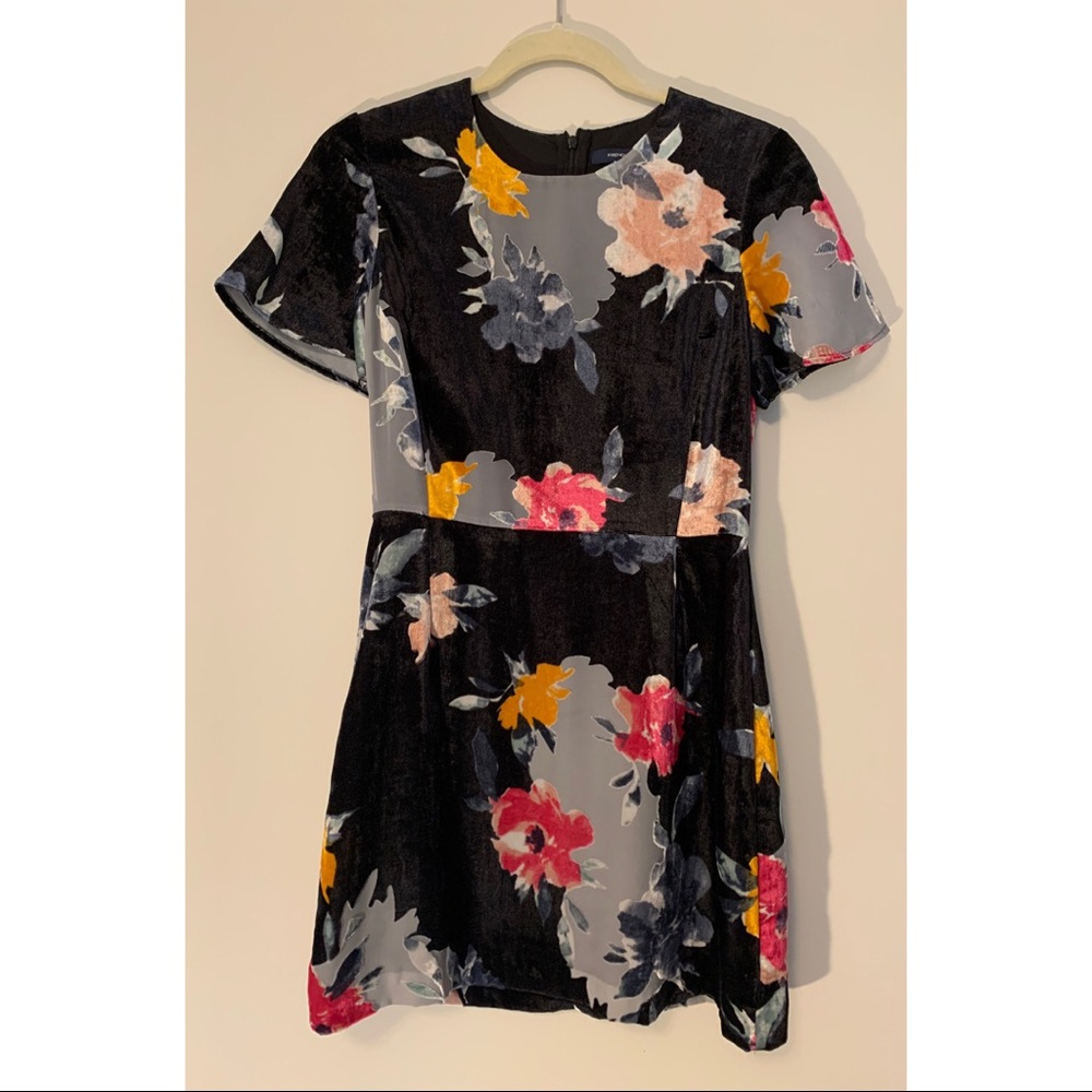 French Connection Floral Velour Mini Dress Size 2